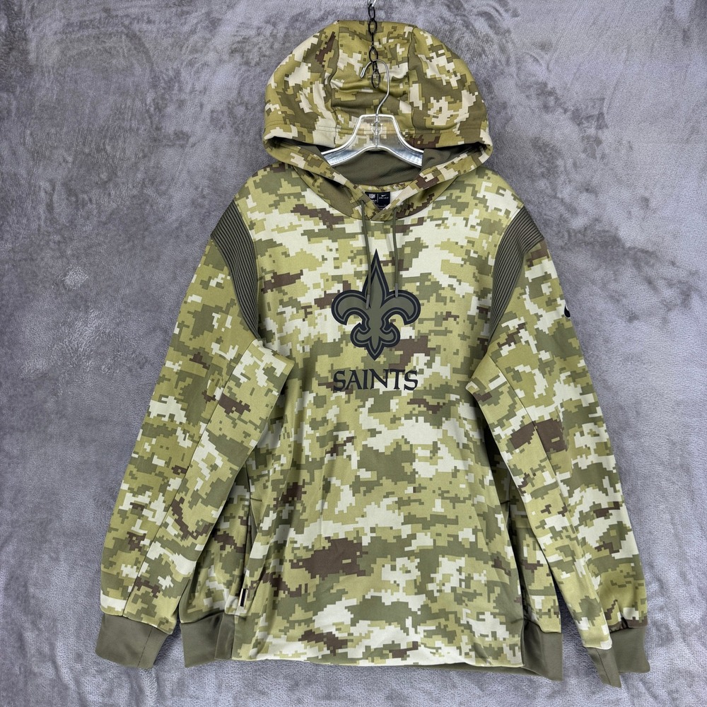 New Orleans Saints Nike Hoodie Mens XL Salute to Service Green Camo NFL EUC
